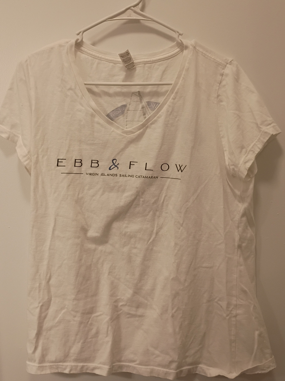 District White V-Neck 'Ebb & Flow' Graphic Tee